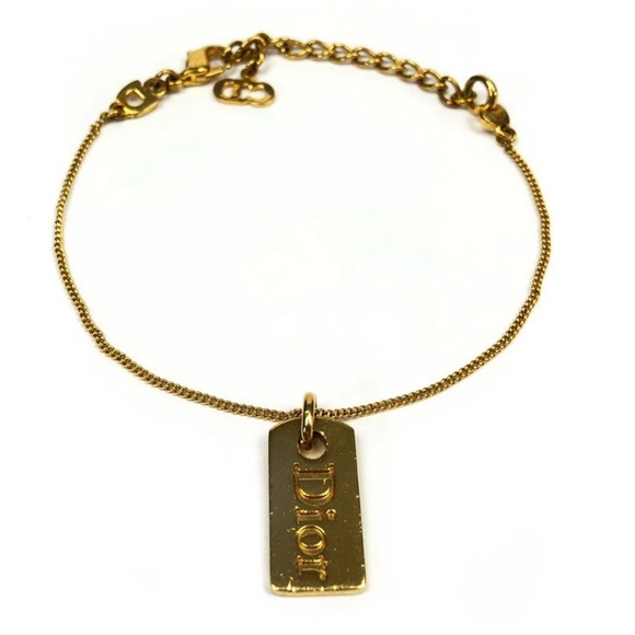 Dior Gold Bracelet with Logo Pendant